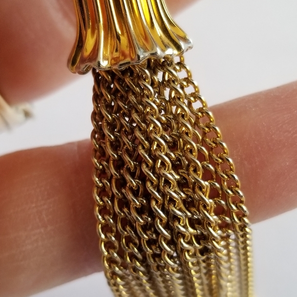 Vintage pendant chain tassel gold tone metal - Picture 7 of 7